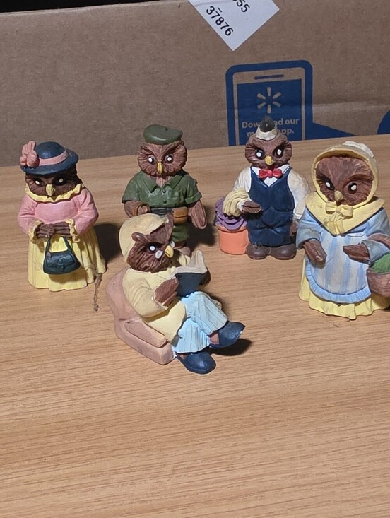 Other - Lot of 5 Owl People 2 Inch Figurines marked J.C. 1991